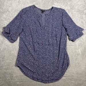 Ann Taylor Women's Multicolor Speckled Ruffle Sleeve Blouse Top Size XS